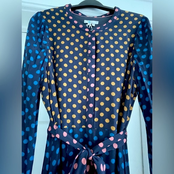 Boden Women's Size US 16L (Tall) Navy Blue Polka dot Midi Dress NWT - Picture 3 of 8
